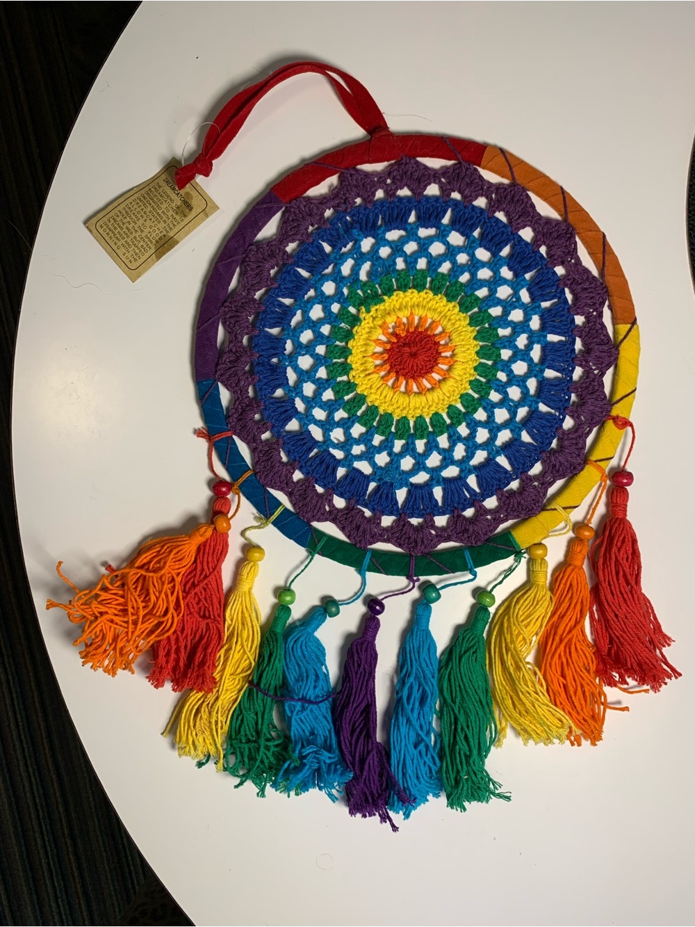 Gay Pride Rainbow Crochet Wall Hanging – Multicolor Dreamcatcher Style